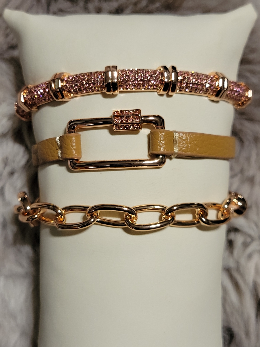 Rose Gold & Tan Layered Bracelet Set